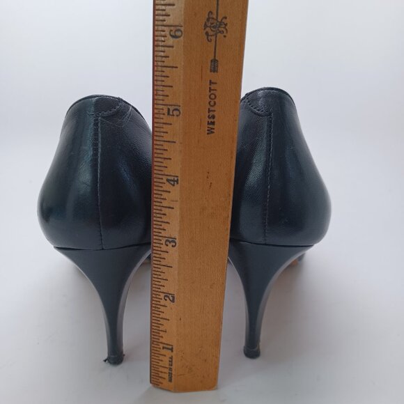 Morgan Taylor Heels Black Leather Rosette Point Toe Classic Vintage Womens 8.5 - Picture 12 of 16